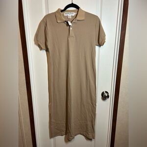 Vintage Jeanne Pierre Classic Tan Polo Dress - Size Large NOS NWT 100% Cotton